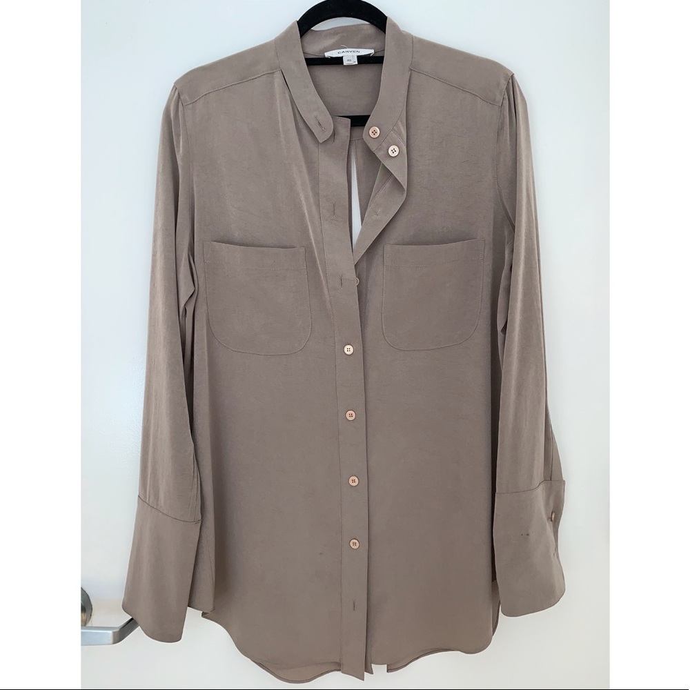 Carven Split-Back Gray Tunic Blouse (Size IT 40)